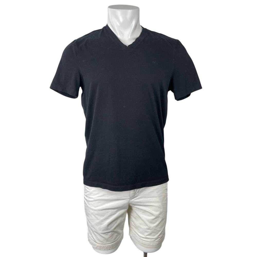 Michael Kors Men's Black V Neck Short Sleeve Casual Tee Basic T-Shirt Top Size M